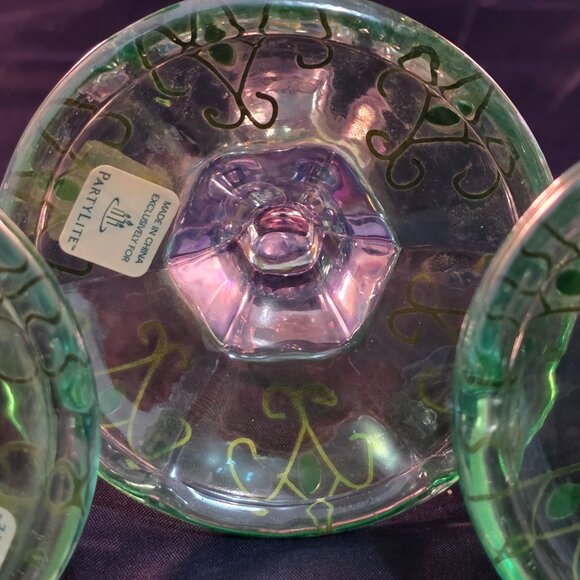 Partylite Mardi Gras Iridescent Tapers and Votive candle holders - Picture 7 of 8